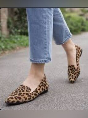 Roolee Bamboo Leopard Pointy Toe Slip On Loafers Journal-81 Natleo Size 7.5